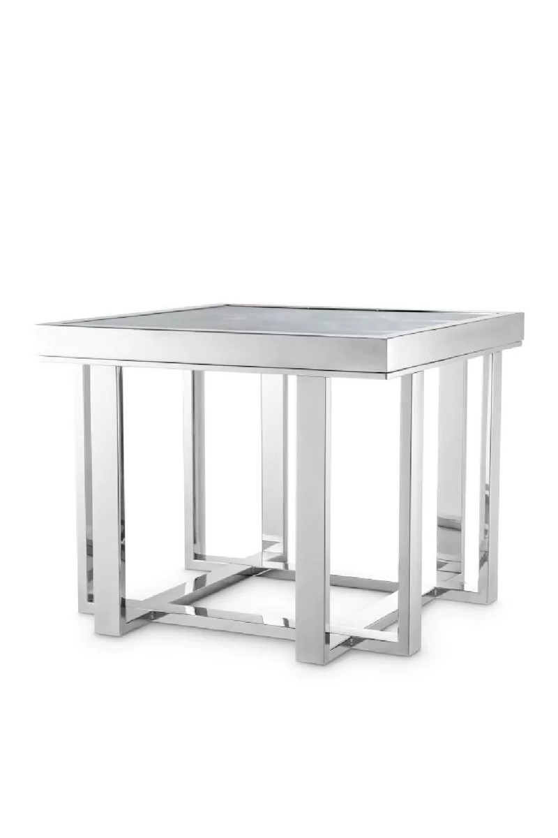 Silver Smoked Glass Modern Side Table | Philipp Plein Skeleton | Oroatrade.com