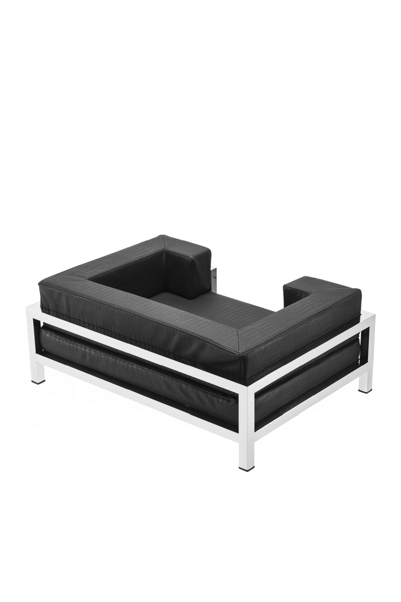 Silver Framed Croco-look Leather Dog Bed L | Philipp Plein High Conic | Oroatrade.com