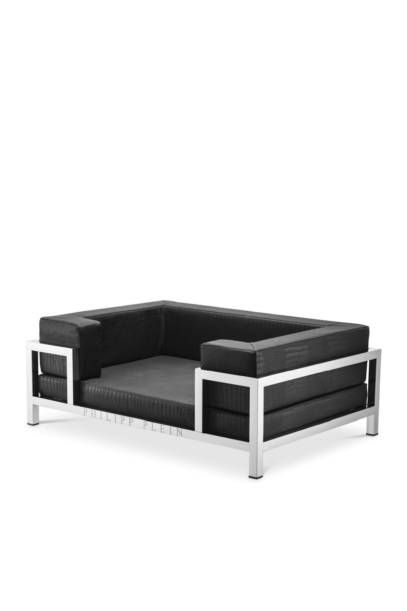 Silver Framed Croco-look Leather Dog Bed XL | Philipp Plein High Conic | Oroatrade.com