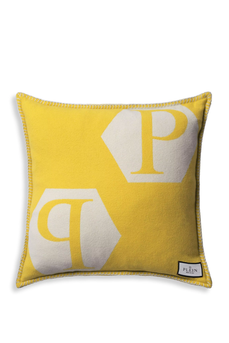 Yellow Pastel-Hued Modern Cushion | Philipp Plein Cashmere | Oroatrade.com