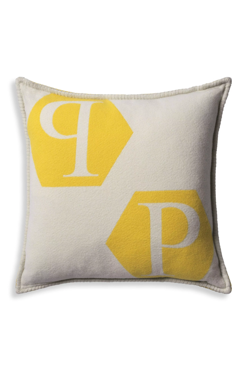 Yellow Pastel-Hued Modern Cushion | Philipp Plein Cashmere | Oroatrade.com
