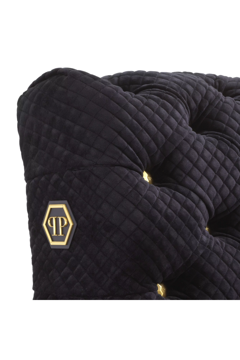 Quilted Black Velvet Sofa L | Philipp Plein Rockstud | Oroatrade.com