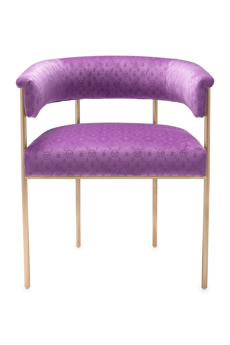 Purple Curved Velvet Dining Chair | Philipp Plein Monogram | Oroatrade.com