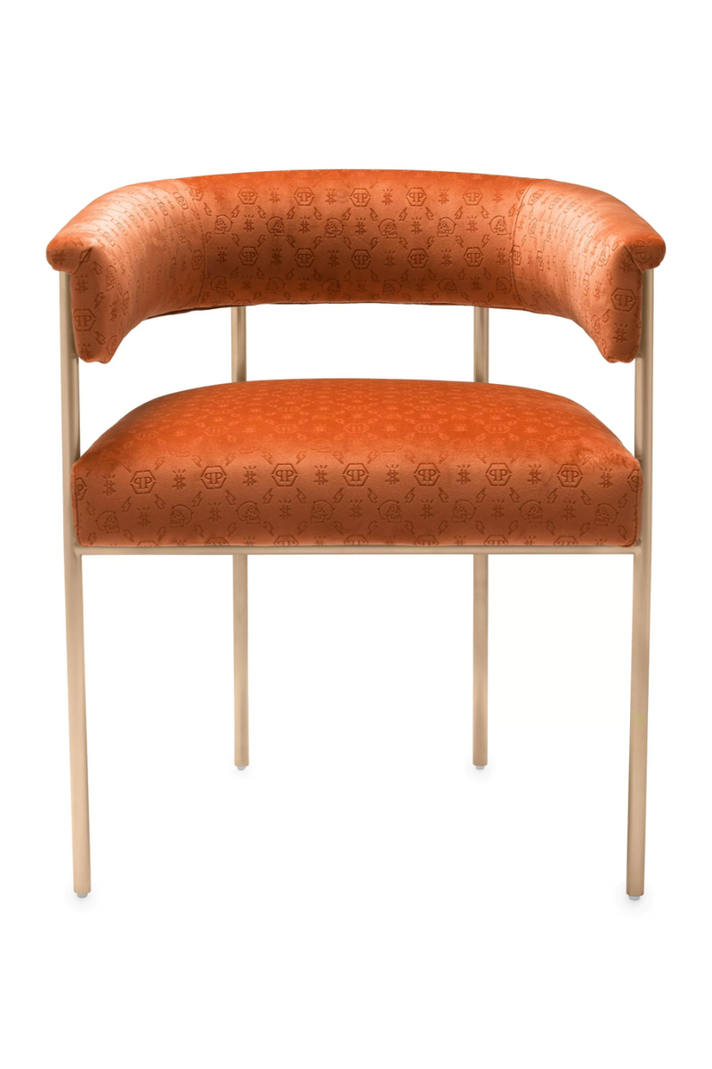 Orange Curved Velvet Dining Chair | Philipp Plein Monogram