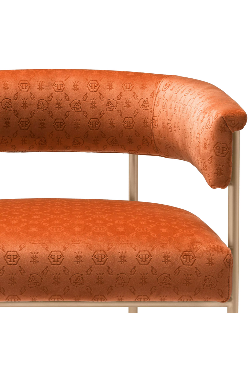 Orange Curved Velvet Dining Chair | Philipp Plein Monogram
