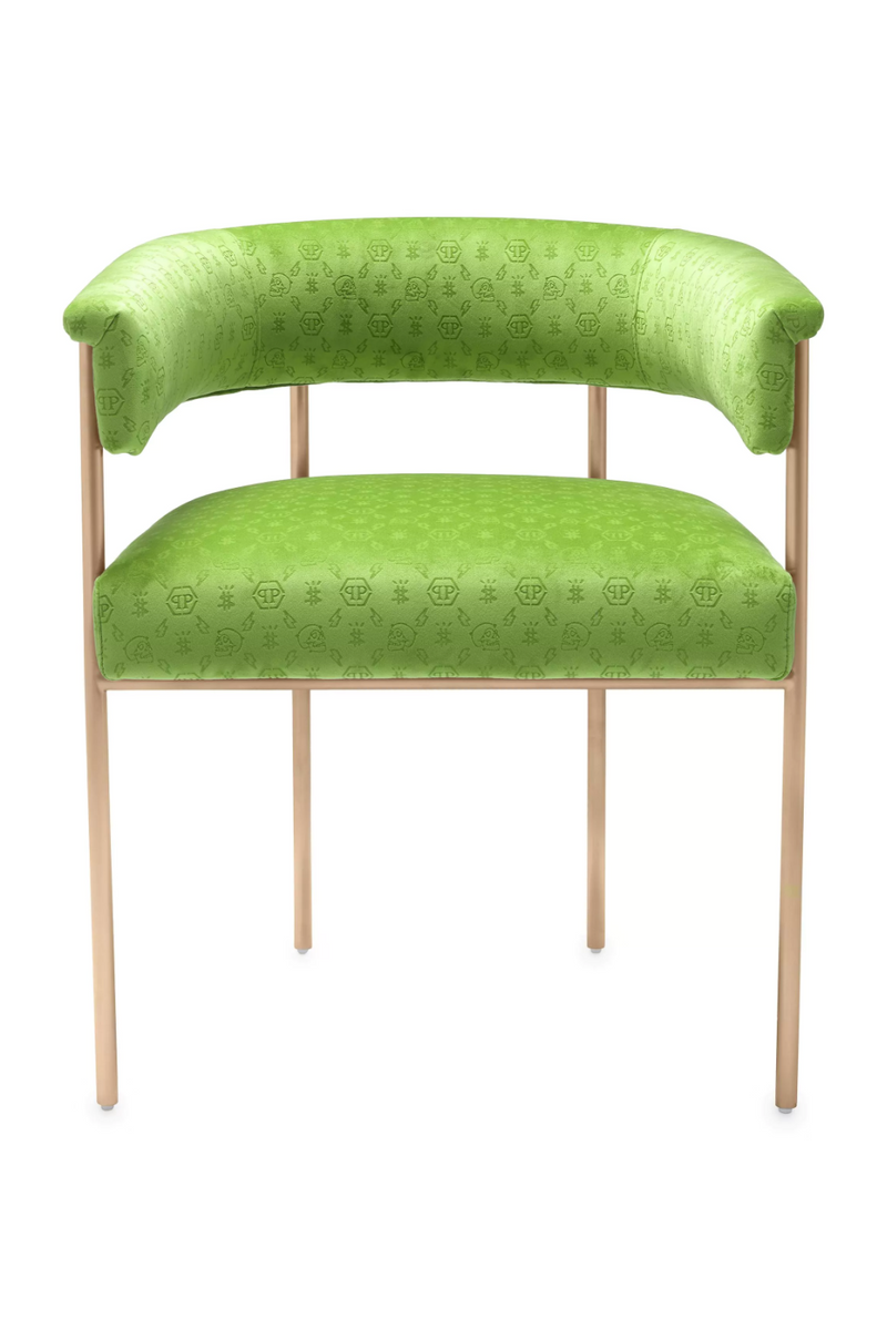 Green Curved Velvet Dining Chair | Philipp Plein Monogram | Oroatrade.com