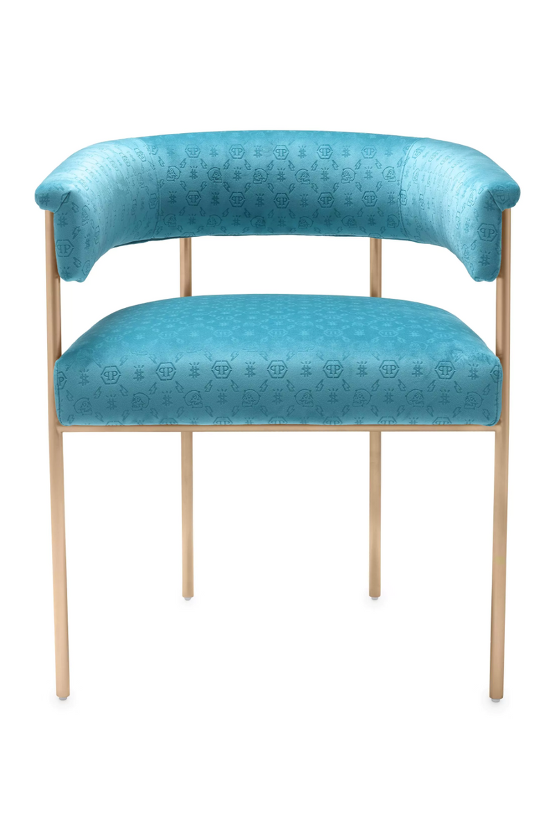 Blue Curved Velvet Dining Chair | Philipp Plein Monogram | Oroatrade.com