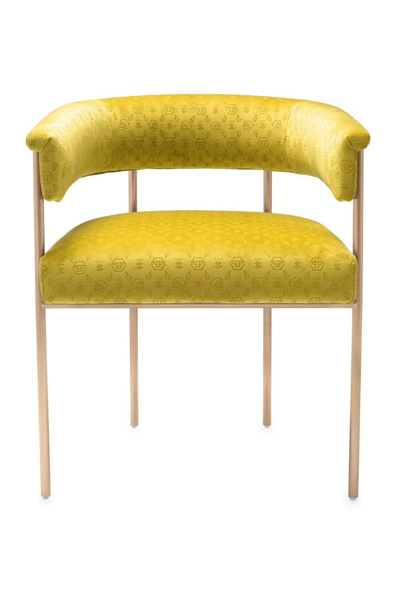 Yellow Curved Velvet Dining Chair | Philipp Plein Monogram | Oroatrade.com