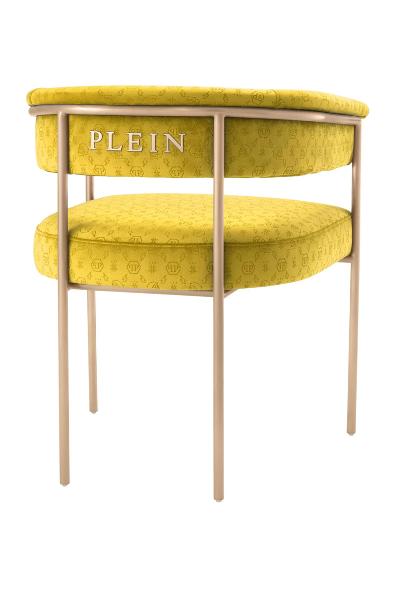 Yellow Curved Velvet Dining Chair | Philipp Plein Monogram | Oroatrade.com