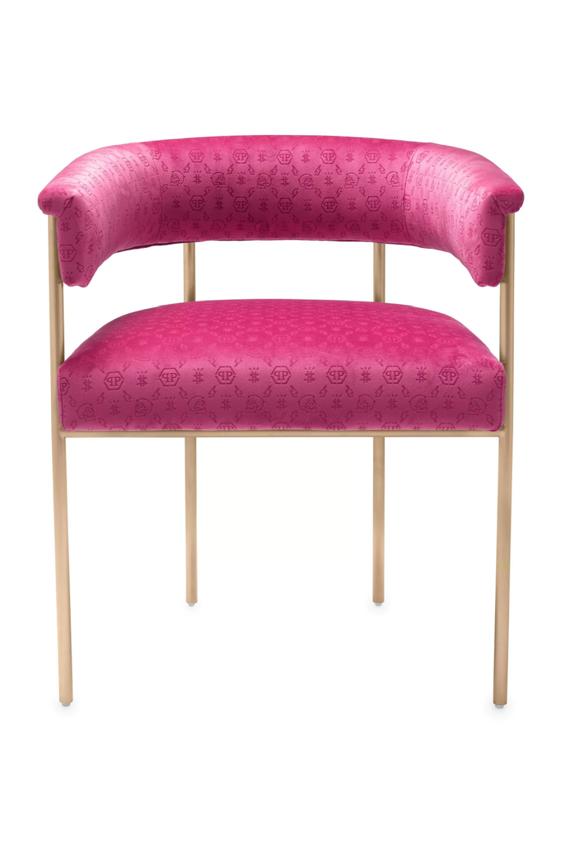 Pink Curved Velvet Dining Chair | Philipp Plein Monogram | Oroatrade.com