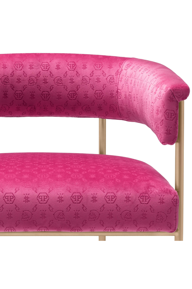 Pink Curved Velvet Dining Chair | Philipp Plein Monogram | Oroatrade.com