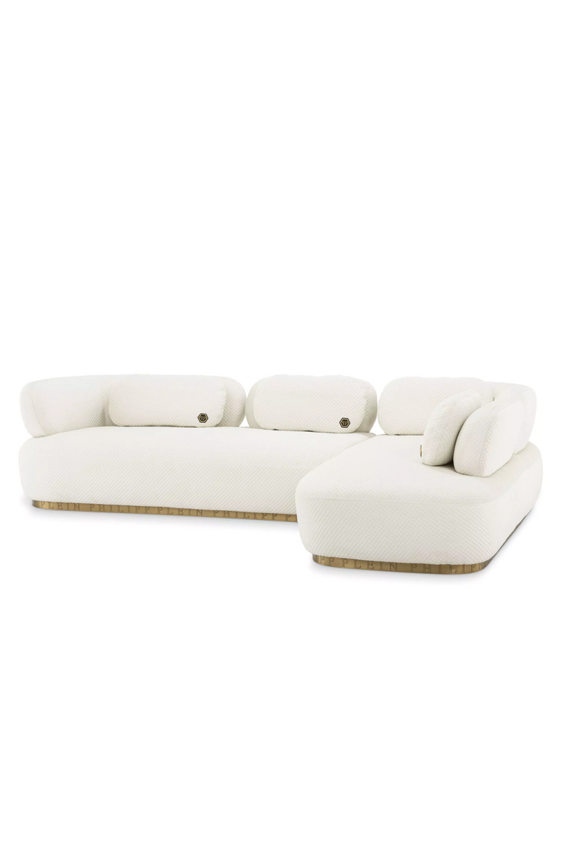 White L-Shaped Velvet Sofa | Philipp Plein Signature Lounge | Oroatrade.com