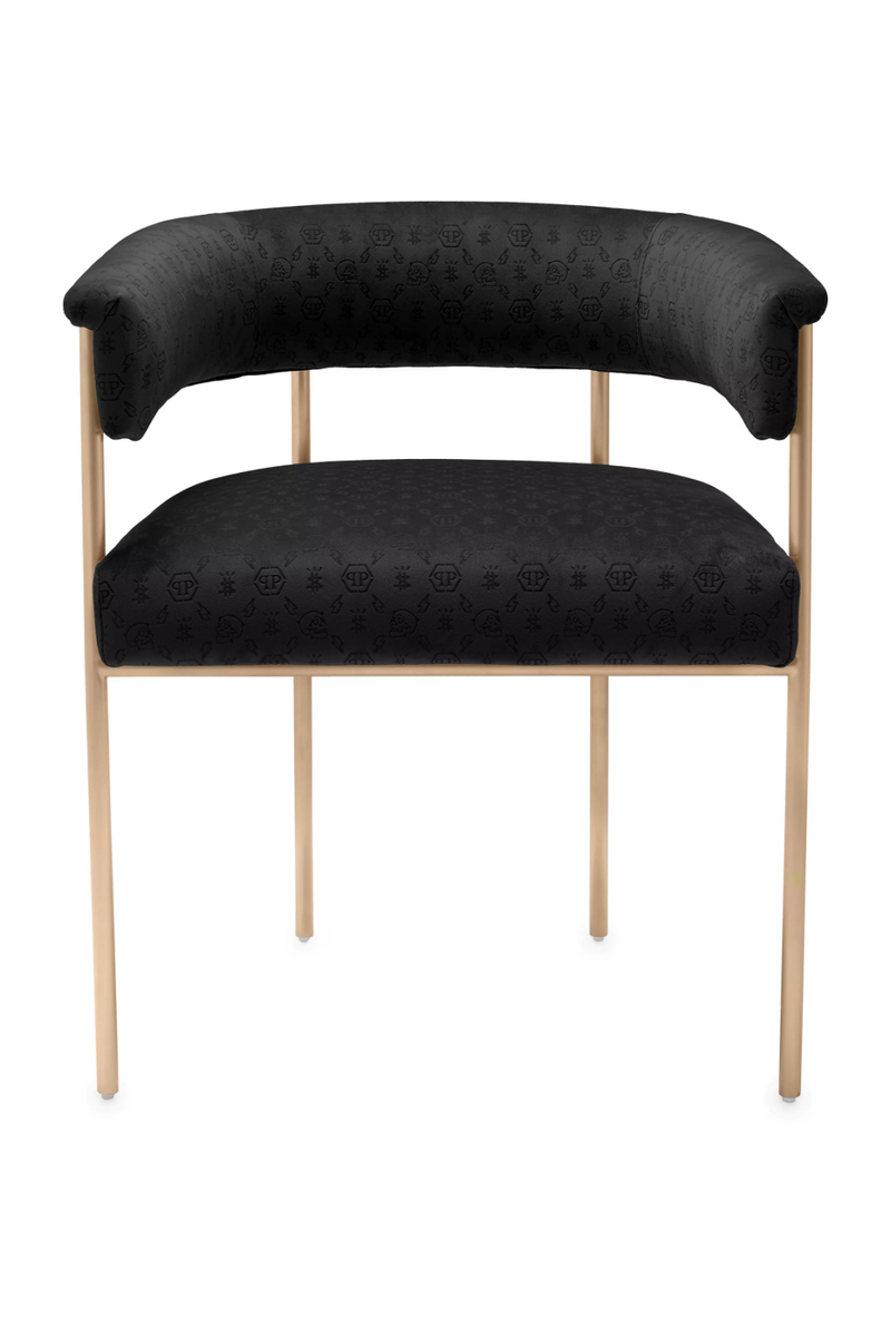 Black Curved Velvet Dining Chair | Philipp Plein Monogram | Oroatrade.com