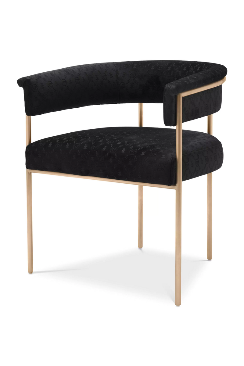 Black Curved Velvet Dining Chair | Philipp Plein Monogram | Oroatrade.com