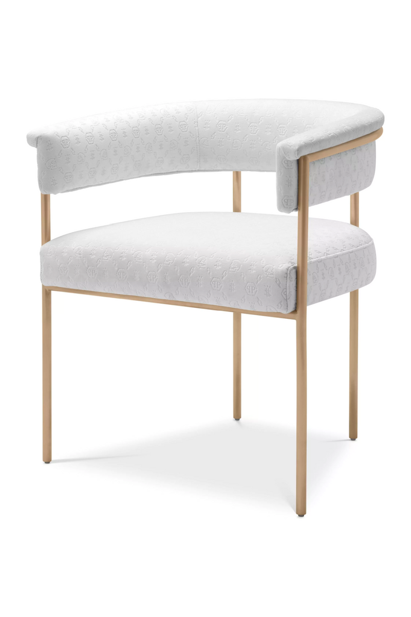 White Curved Velvet Dining Chair | Philipp Plein Monogram | Oroatrade.com