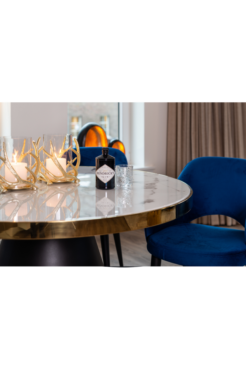 Gold Framed Marble Pedestal Dining Table | OROA Odin | OROATRADE.com