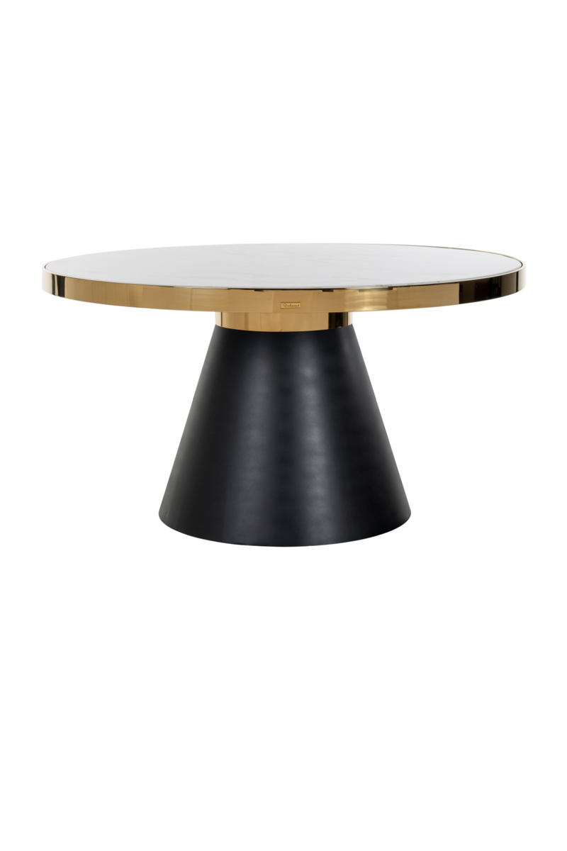 Gold Framed Marble Pedestal Dining Table | OROA Odin | OROATRADE.com