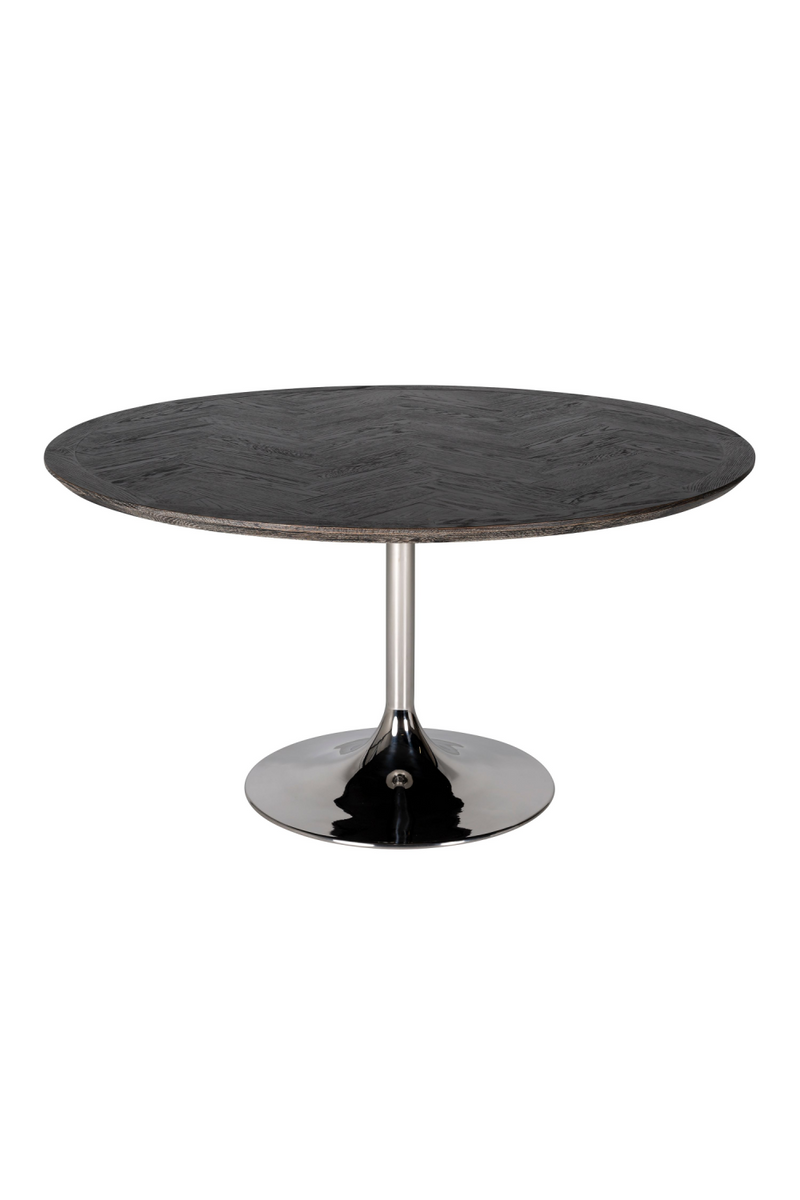 Round Wooden Silver Pedestal Dining Table | OROA Blackbone | OROATRADE.com