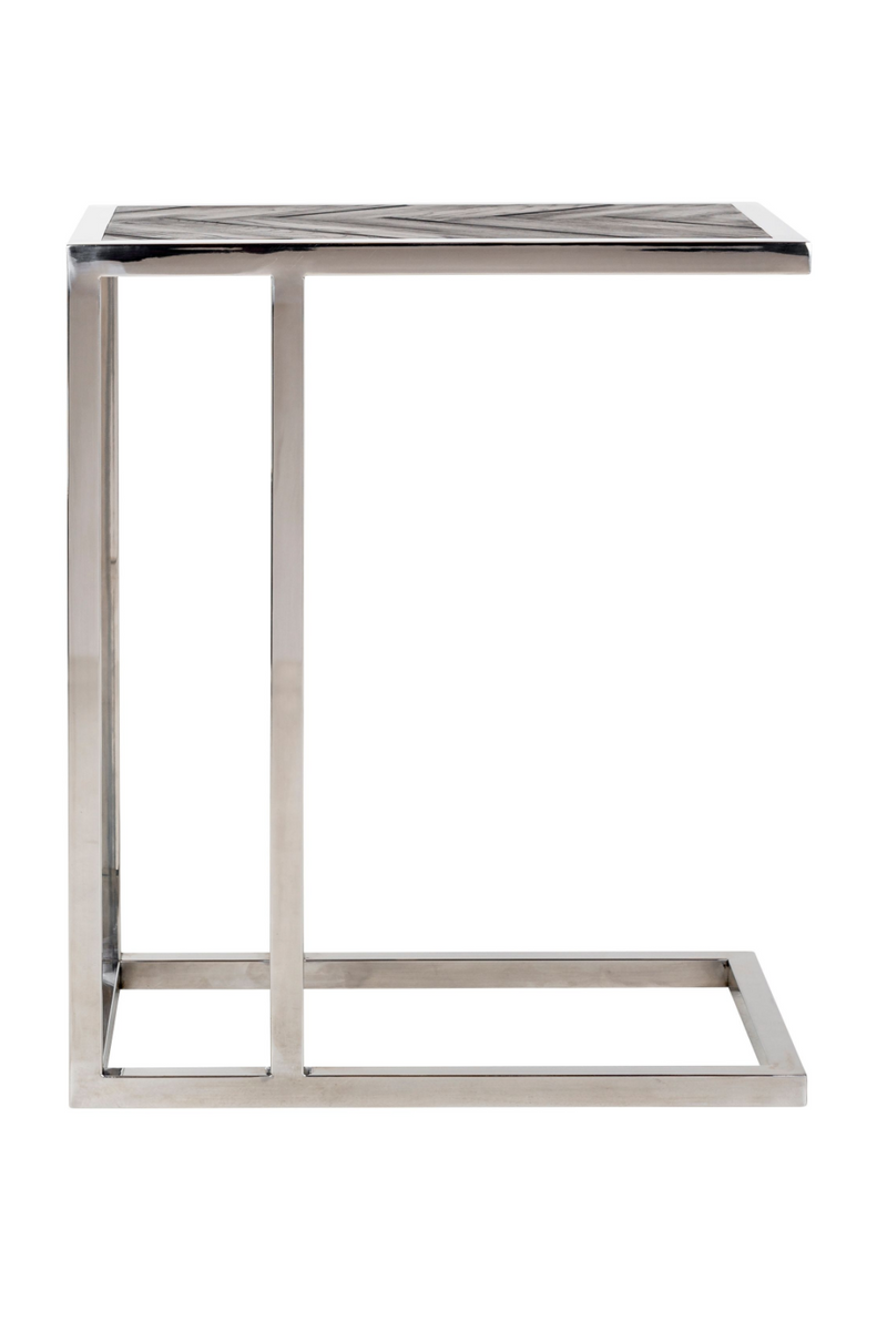 Silver Framed Wooden Side Table | OROA Blackbone