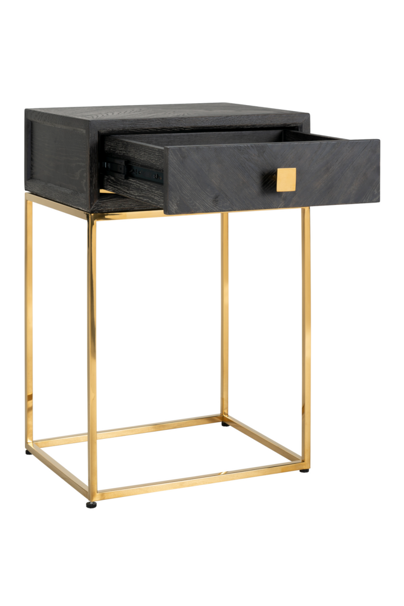 Gold Base One Drawer Bedside Table | OROA Blackbone | OROATRADE.com