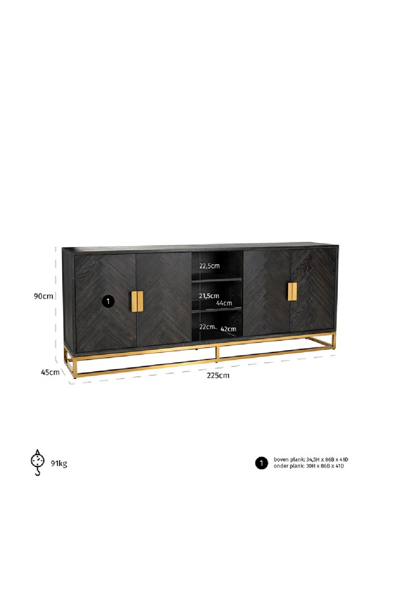 Herringbone Oak Modern Sideboard | OROA Blackbone | Oroatrade.com