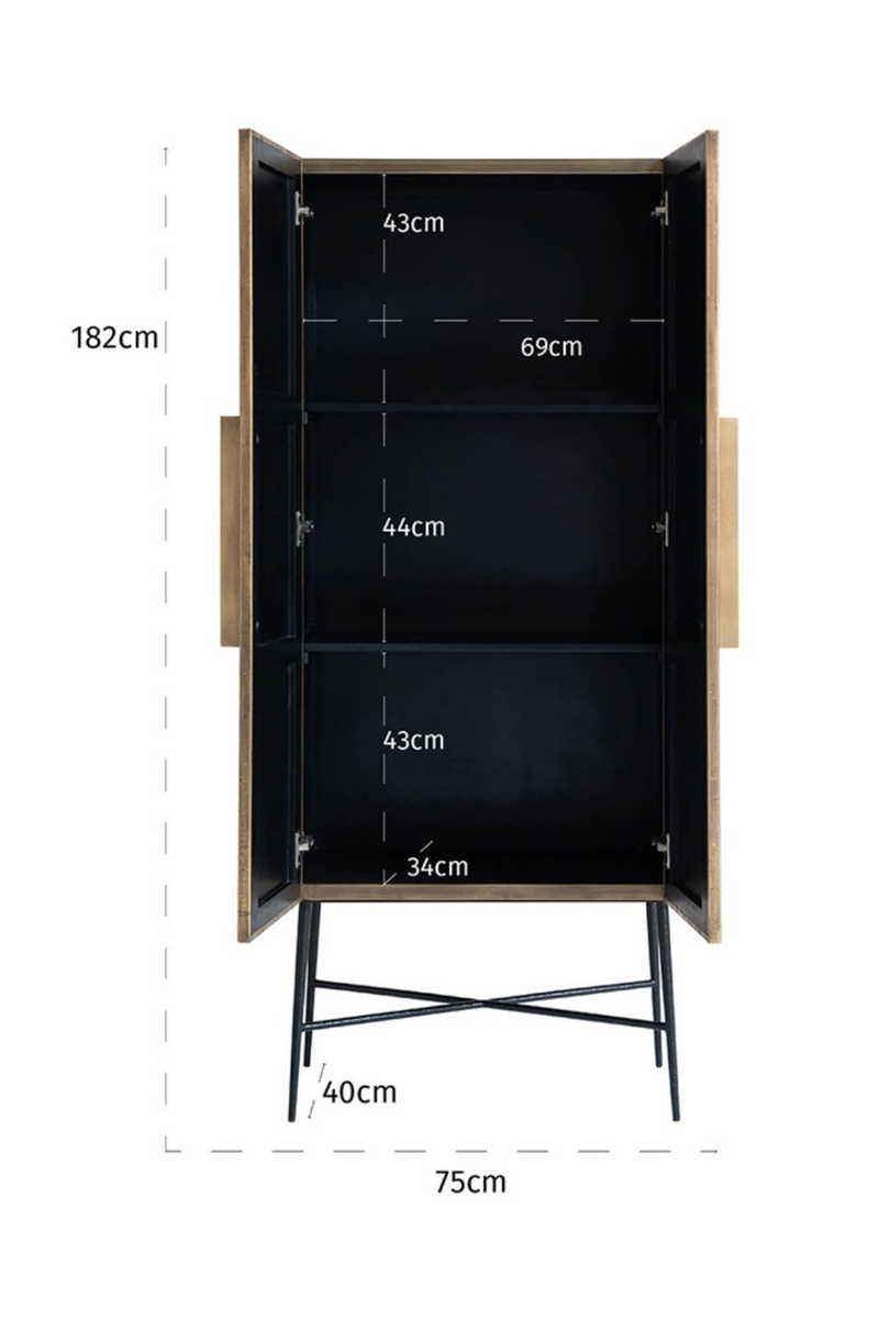 Brass 2-Door Modern Cabinet | OROA Ironville | Oroatrade.com