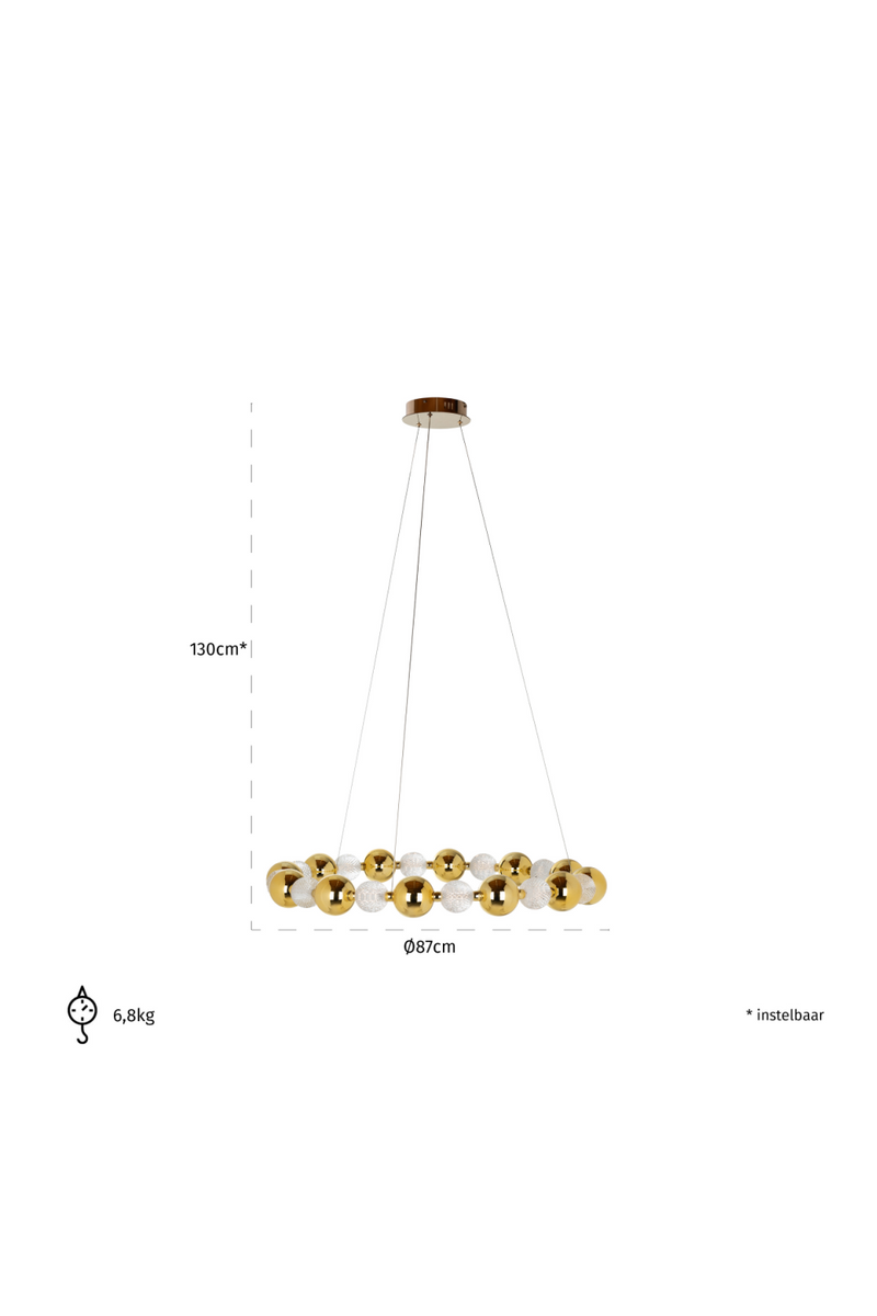 Connected Gold Spheres Hanging Lamp | OROA Chanda | OROATRADE.com