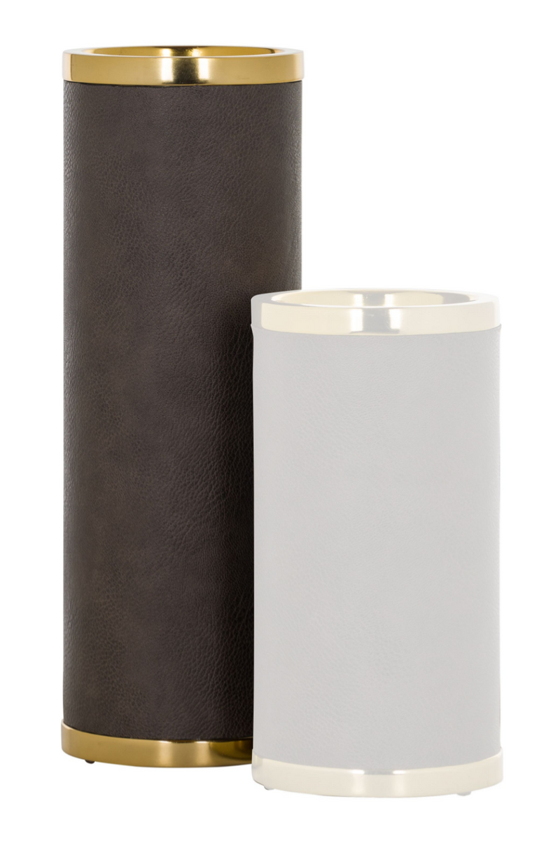 Cylindrical Gray Leather Candle Holder L | OROA Timo | OROATRADE.com