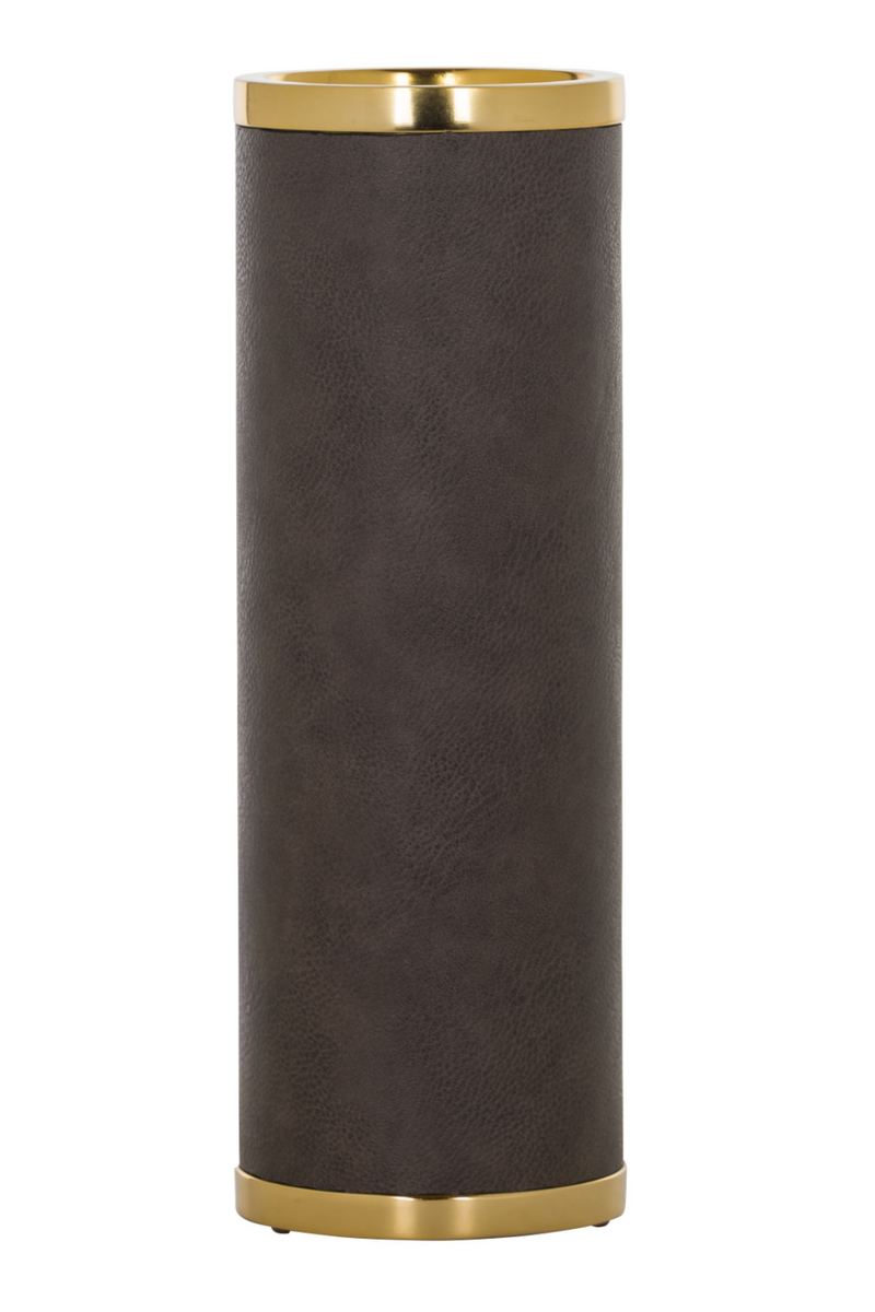 Cylindrical Gray Leather Candle Holder L | OROA Timo | OROATRADE.com