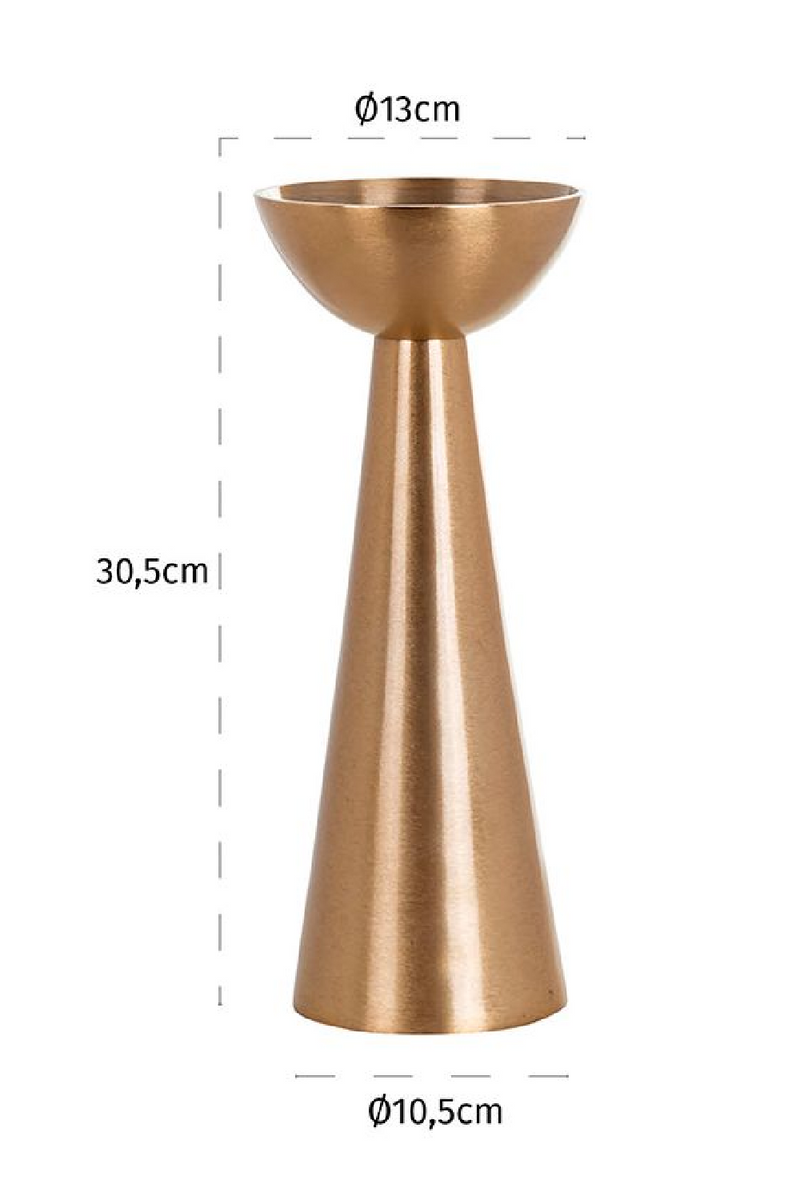 Conical Gold Aluminum Candlestick L | OROA Amaya | Oroatrade.com