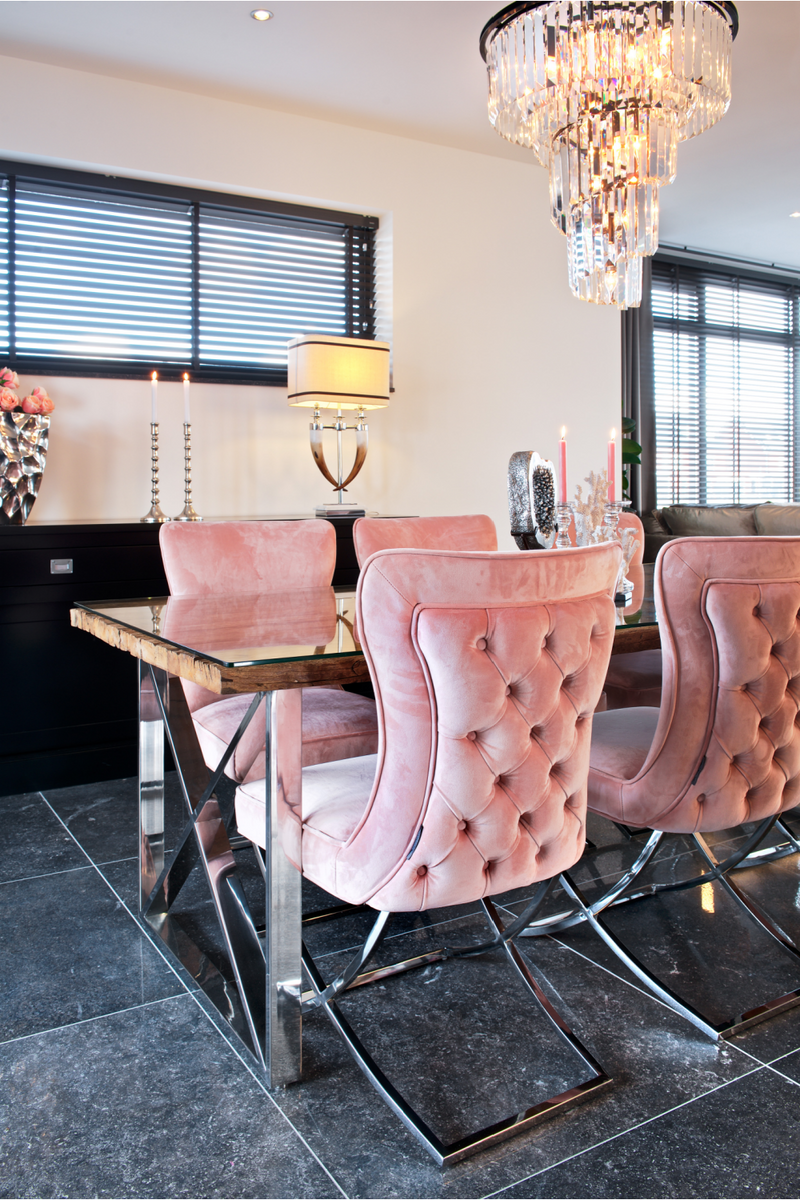 Pink Velvet Dining Chair | OROA Scarlett | OROATRADE.com