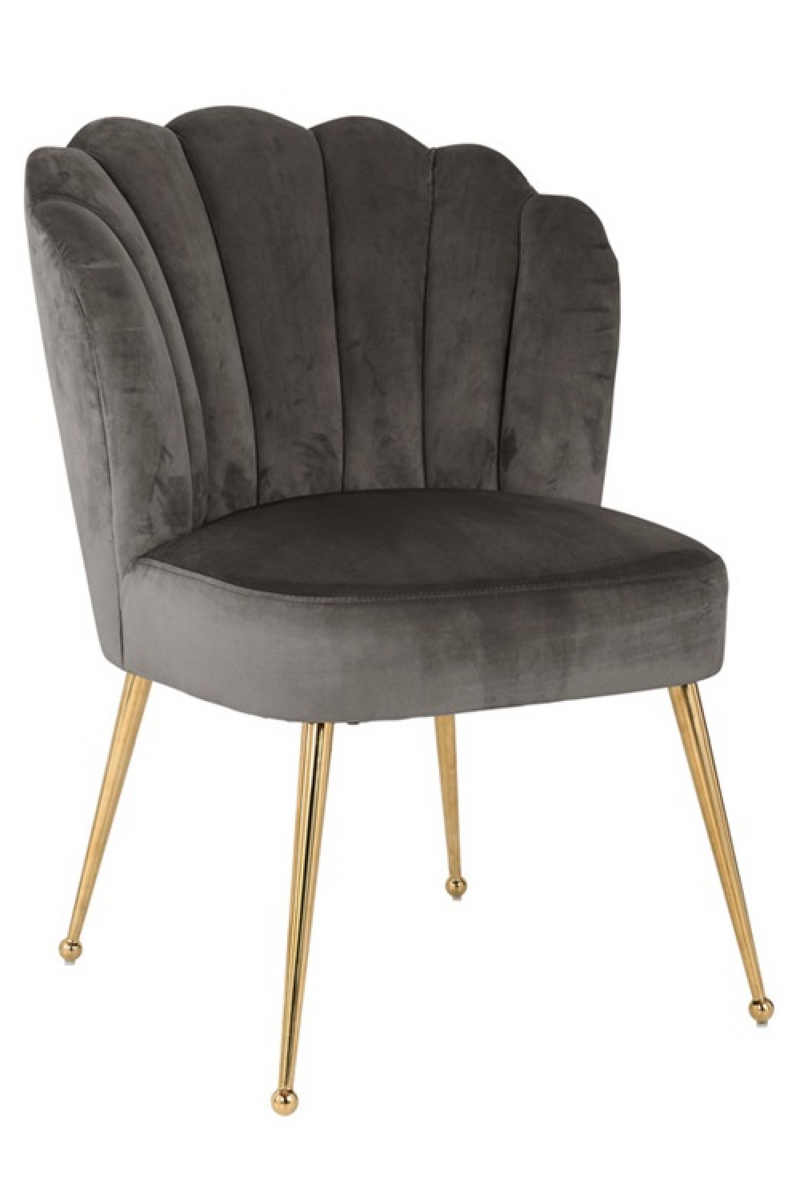 Scalloped Stone Velvet Gold Leg Chair | OROA | OROA