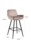 Khaki Velvet Rotatable Bar Stool | Richmond Interiors Linsey