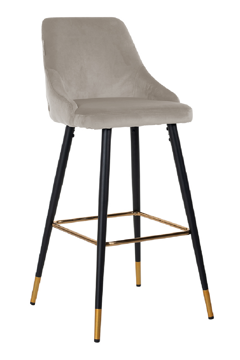 Khaki Velvet Gold Accent Bar Stool | OROA Imani | OROA