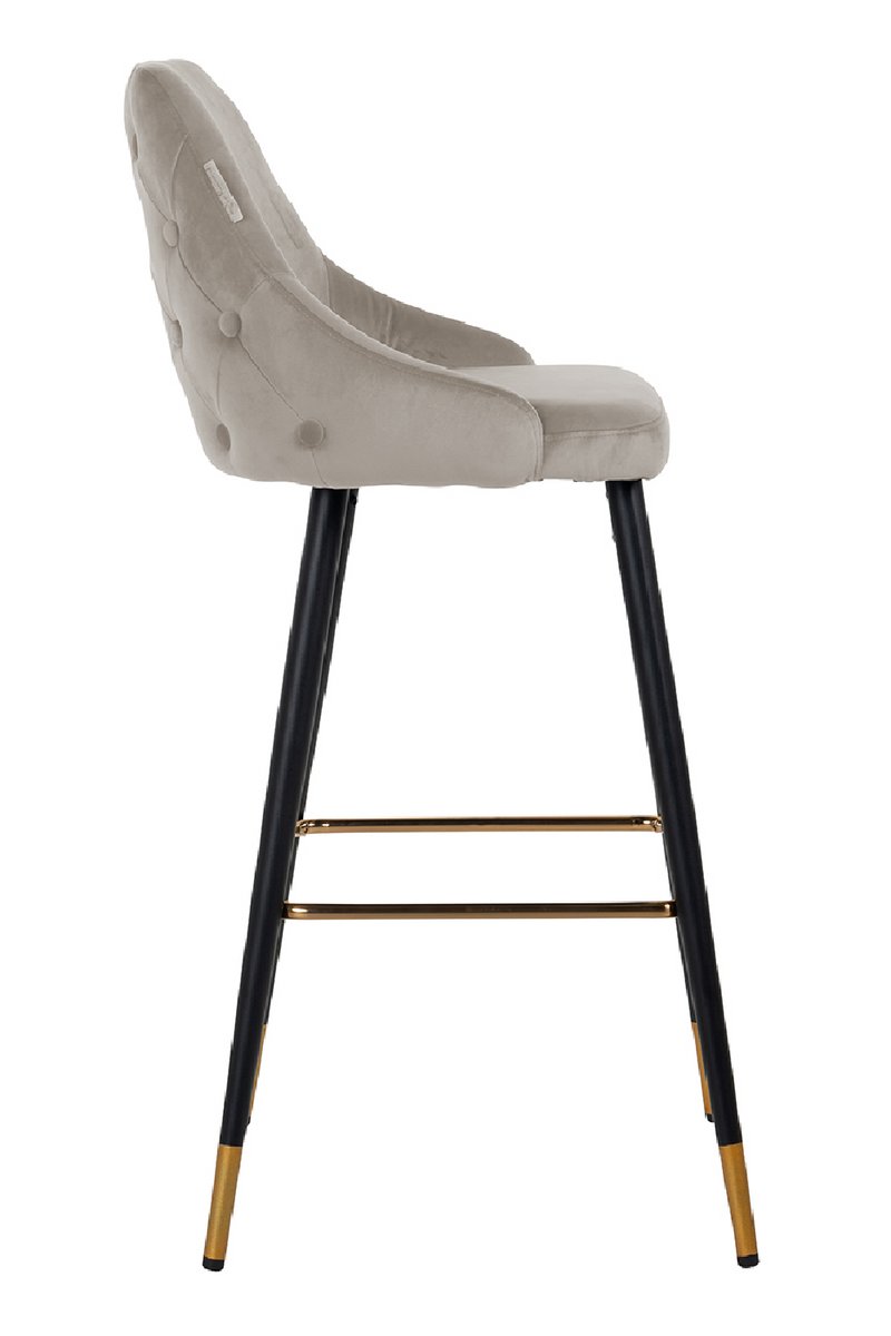 Khaki Velvet Gold Accent Bar Stool | OROA Imani | OROA