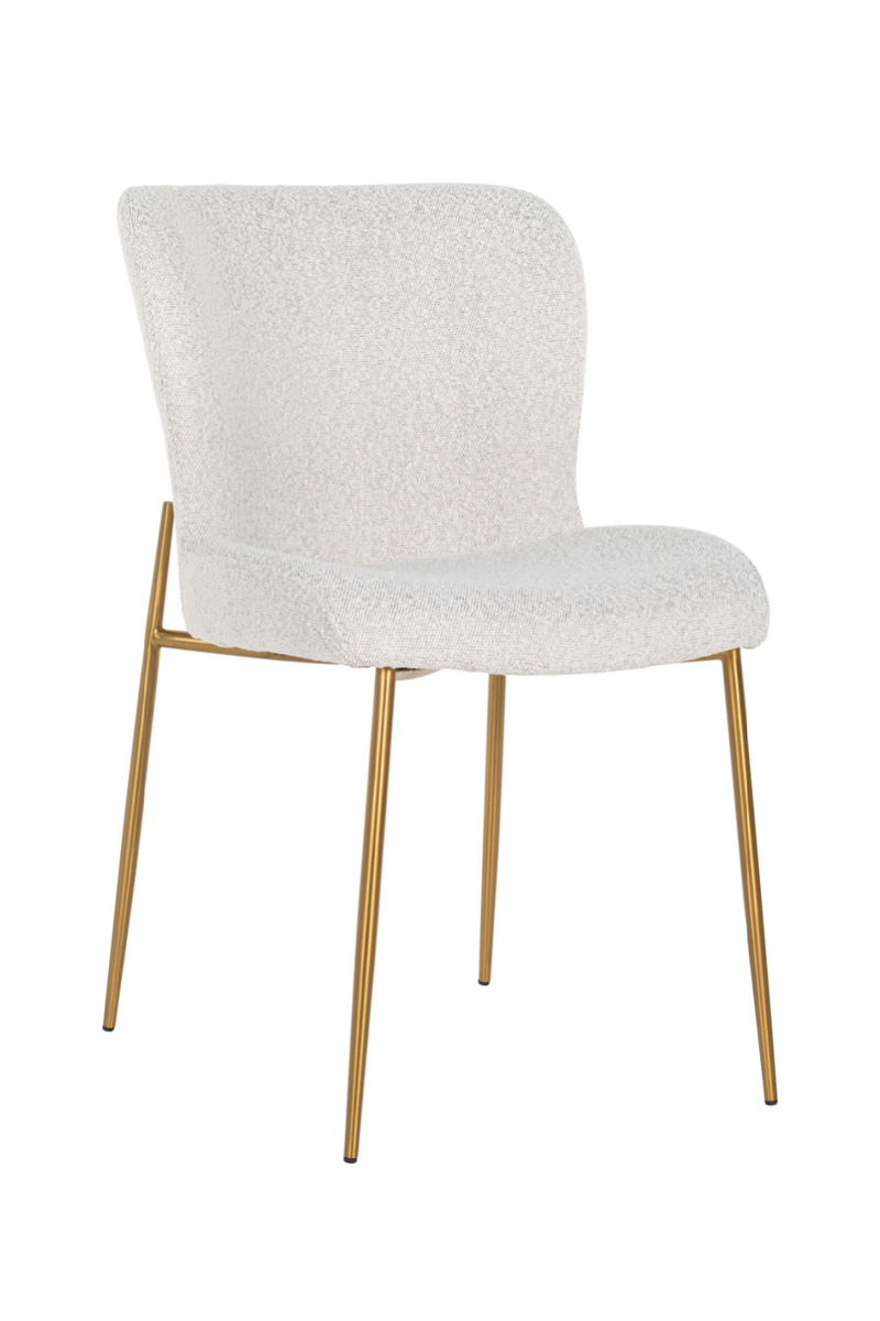 White Bouclé Contemporary Dining Chair | OROA Odessa | OROATRADE.com