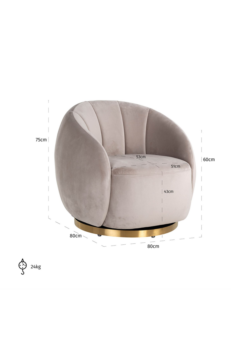 Round Velvet Swivel Easy Chair | OROA Jago | Oroatrade.com