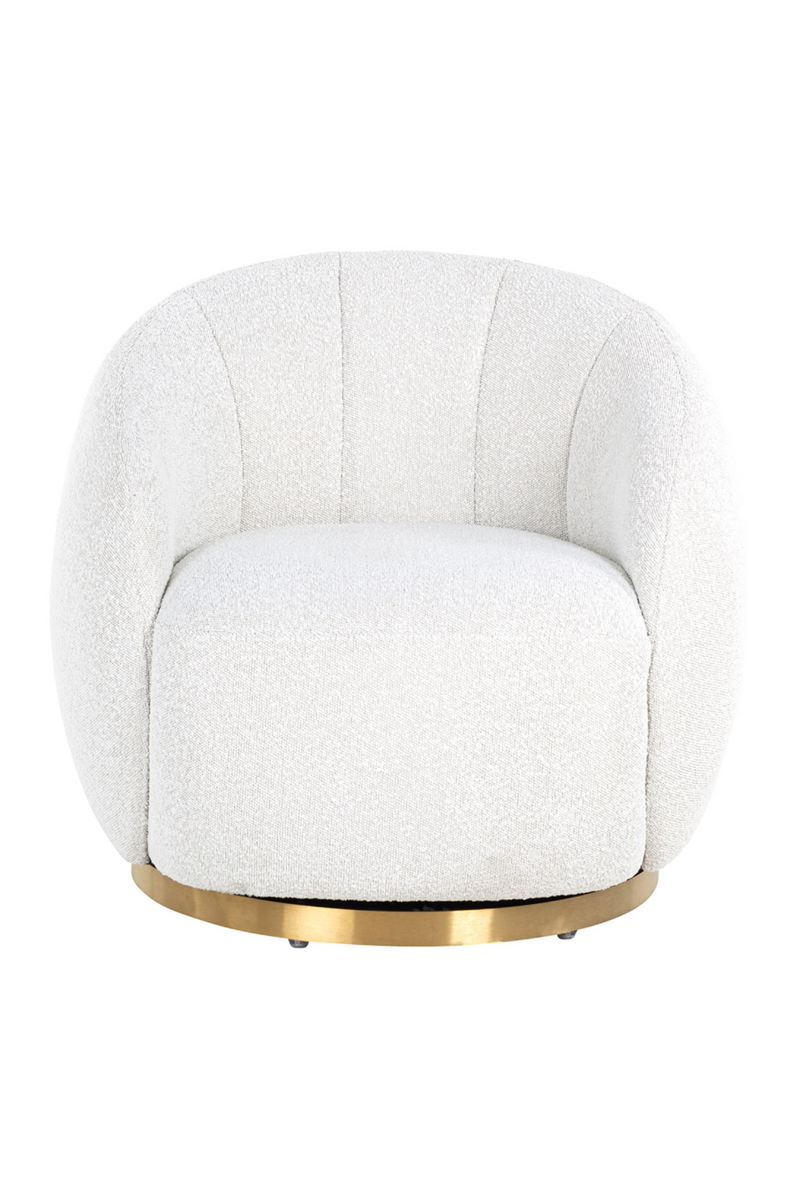White Bouclé Gold Swivel Chair | OROA Jago | Oroatrade.com
