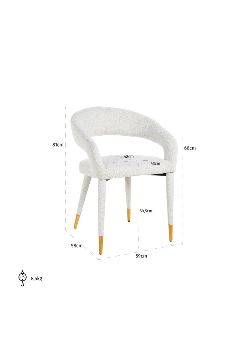 White Bouclé Urban Modern Armchair | OROA Gia | Orotrade.com