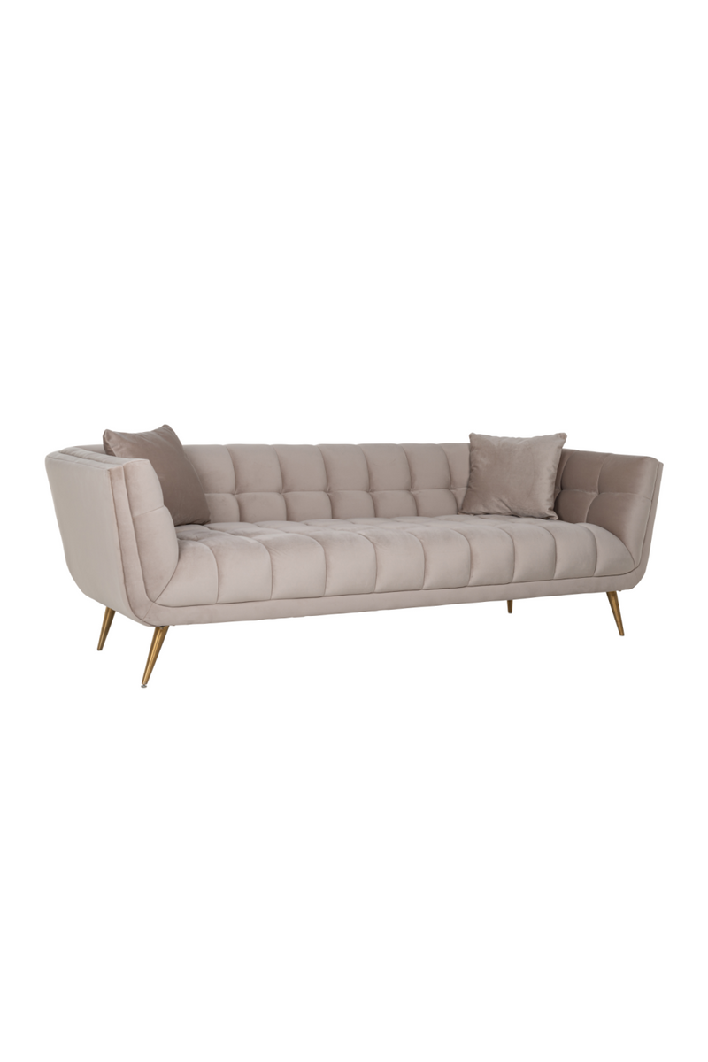 Khaki Velvet Channel Stitched Sofa | OROA Huxley | OROA