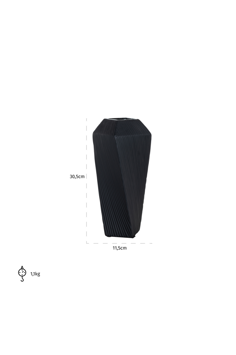 Black Ceramic Geometrical Vase L | OROA Arturo | OROATRADE.com