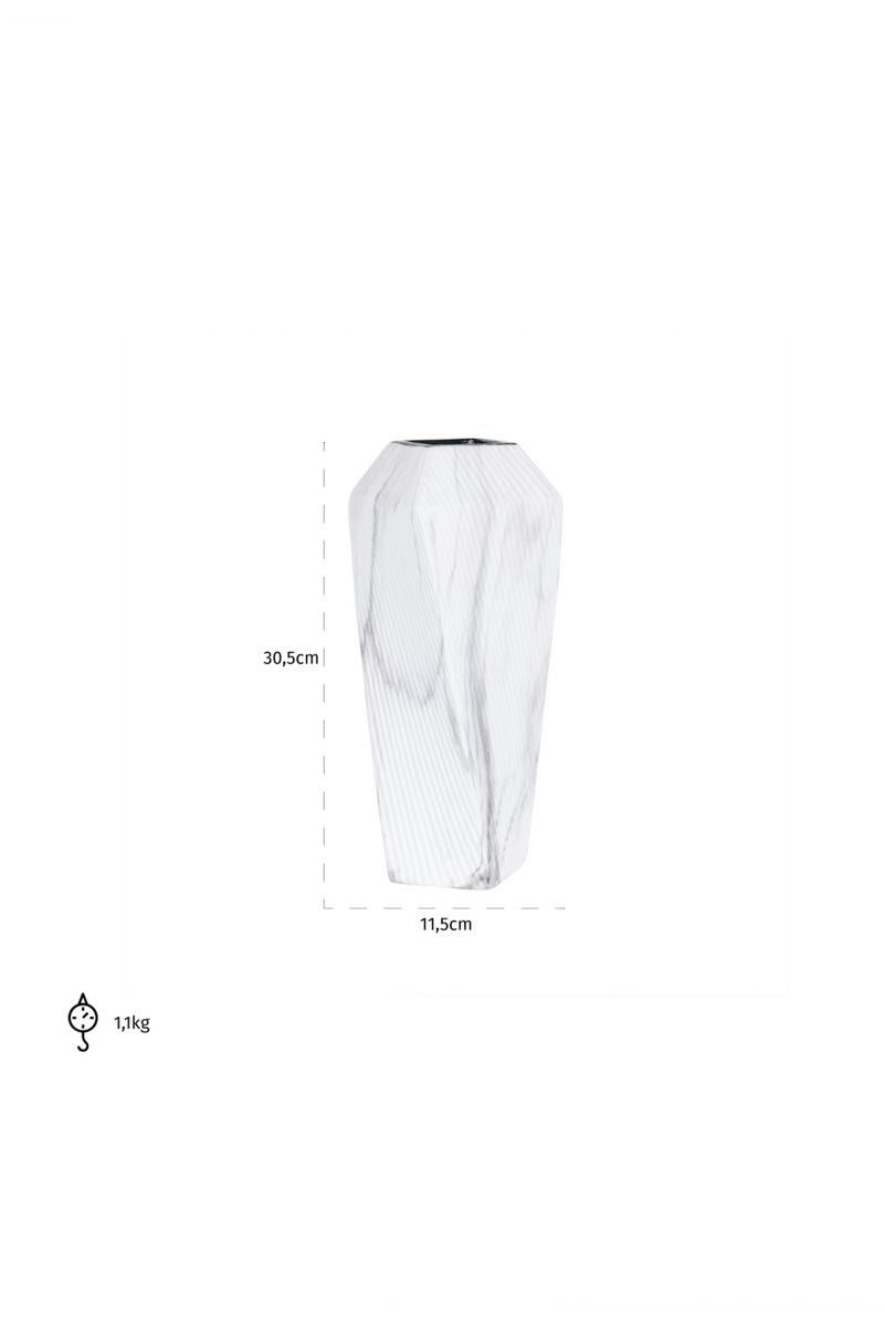 White Ceramic Diamond Vase L | OROA Shani | OROATRADE.com