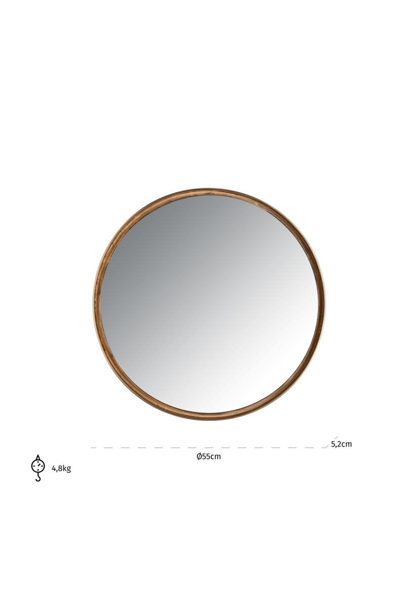 Gold Framed Round Mirror M | OROA Maud | OROATRADE.com
