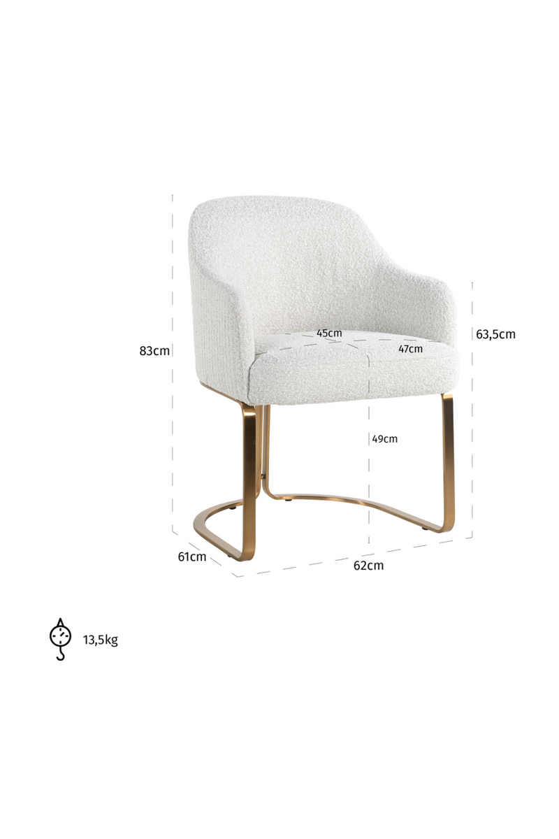 White Bouclé Modern Dining Chair | OROA Hadley