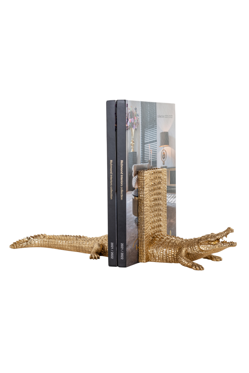 Gold Reptilian Book Ends | OROA Crocodile | OROATRADE.com