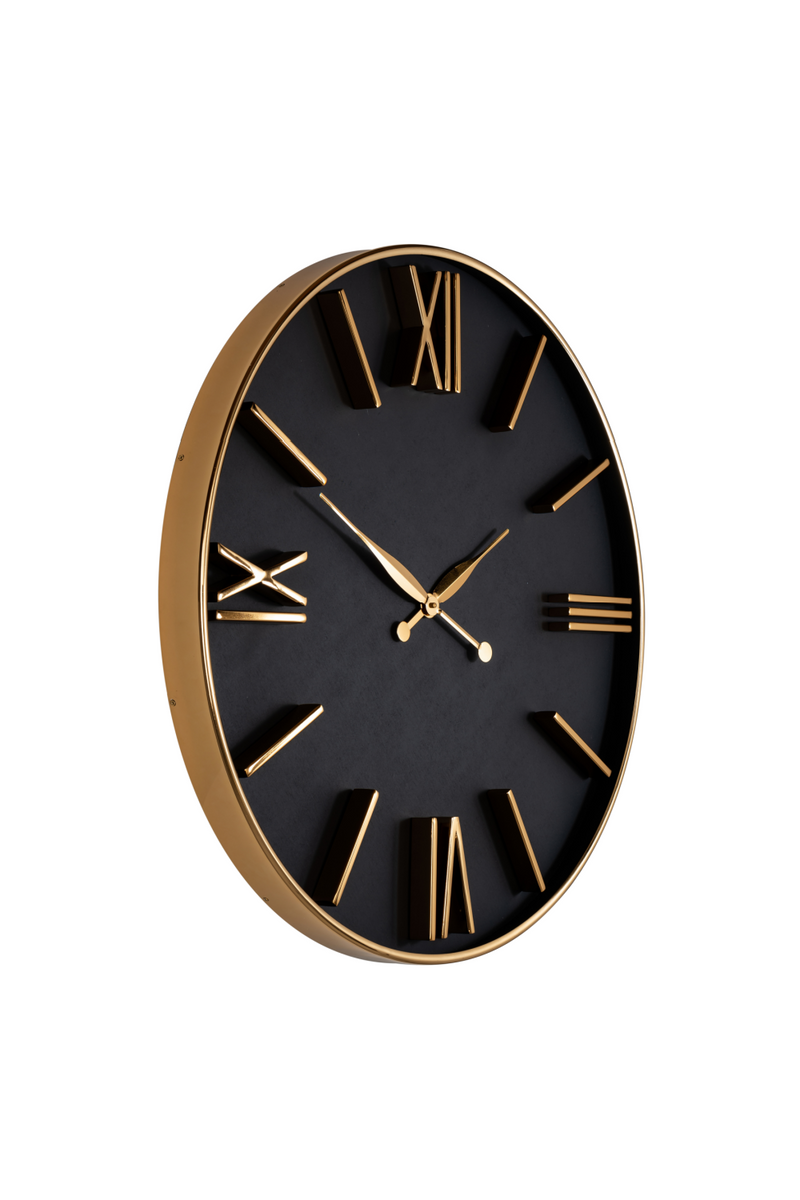 Gold Framed Black Dial Clock | OROA Lyem | Oroatrade.com
