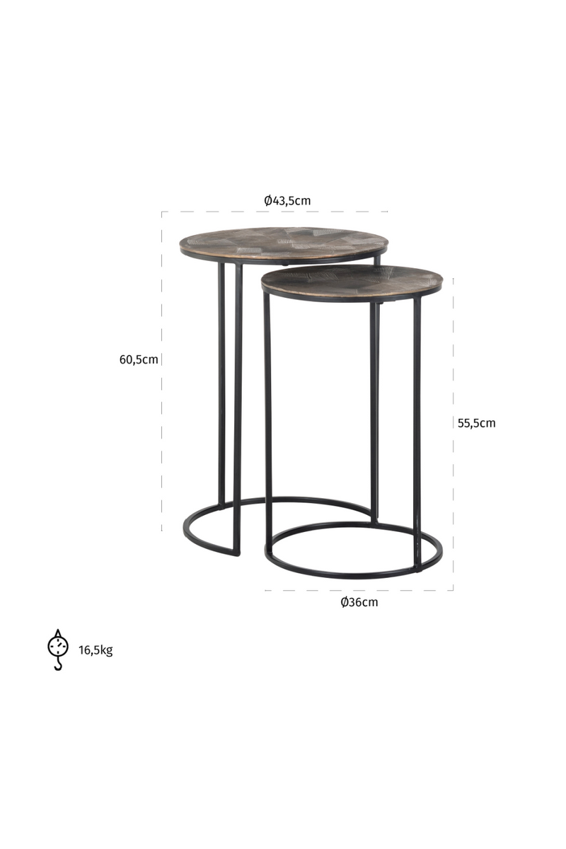 Round Gold Nested End Tables (2) | OROA Tulum | Oroatrade.com