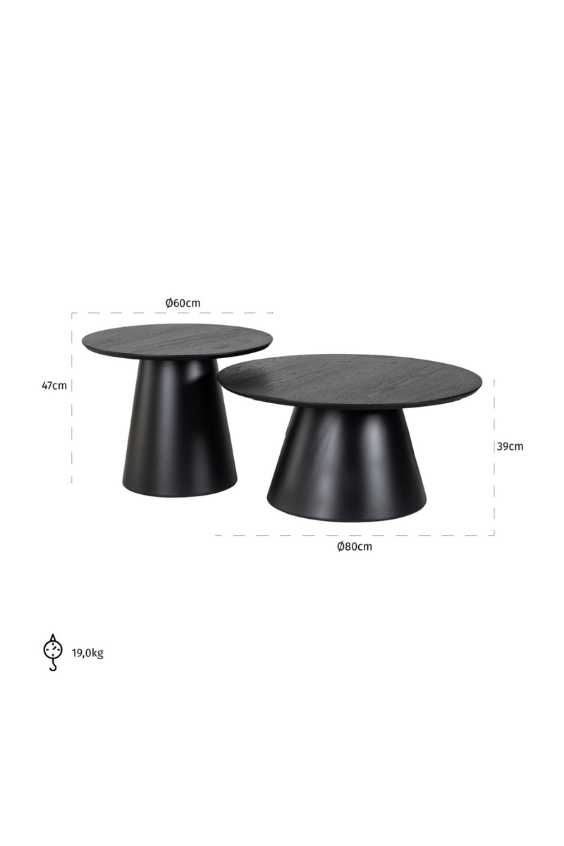 Black Pedestal Coffee Table Set (2) | OROA Jazz | Oroatrade.com