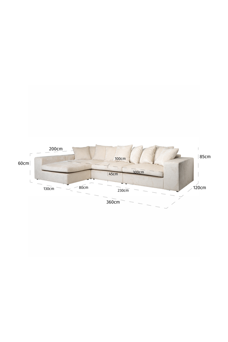 White Chenille Contemporary Sofa | OROA Alcazar | Oroatrade.com