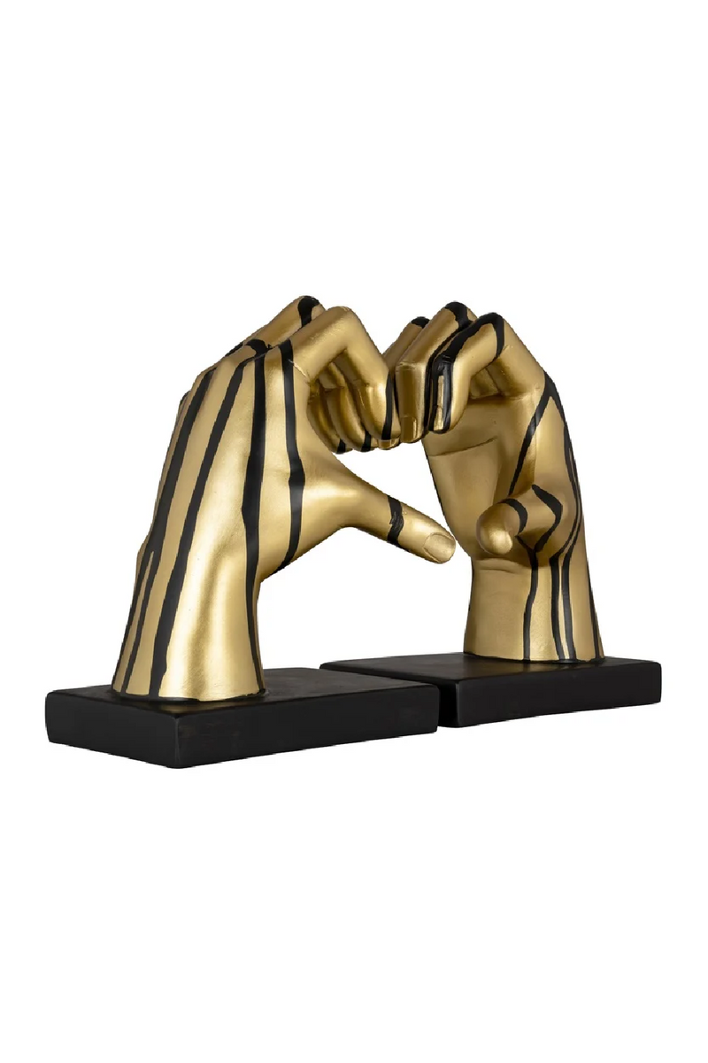 Gold Hand Sculpture Book Ends (2) | OROA Love | Oroatrade.com